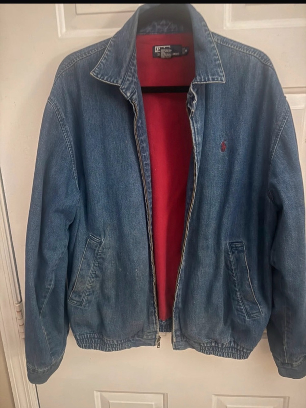 Ralph Lauren Denim Bomber Jacket with Red Lining